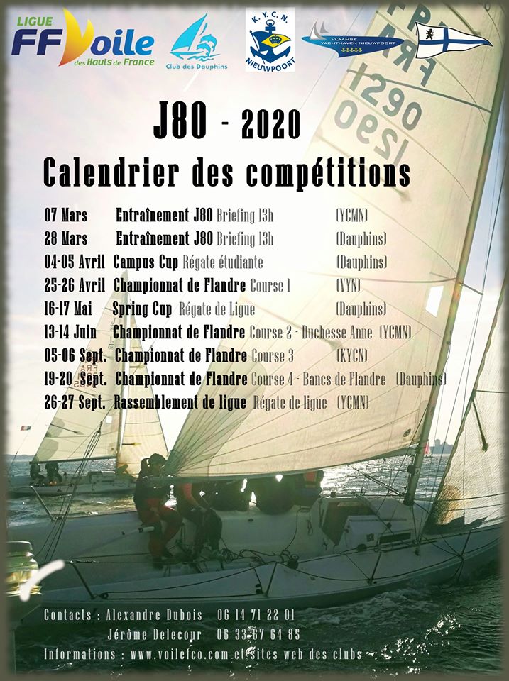 planning des régates J80 2020